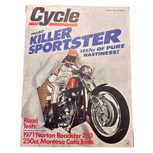 Vintage Cycle Magazine March 1971 Killer Sportster Norton 750 Montesa Cota 250